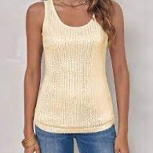 NWOT Imily Bela Sequin Top lined GOLD - small